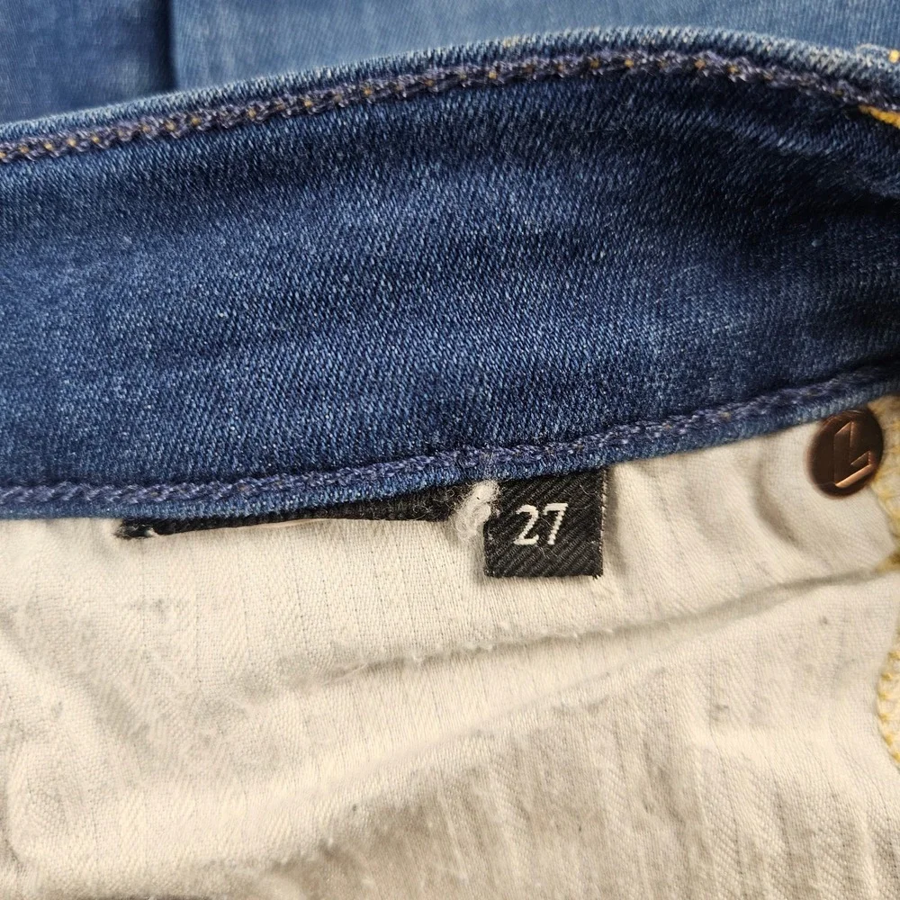 7 For All Mankind Roxanne‎ Ankle b(air) Denim Blue Raw Hem Jeans Size 27